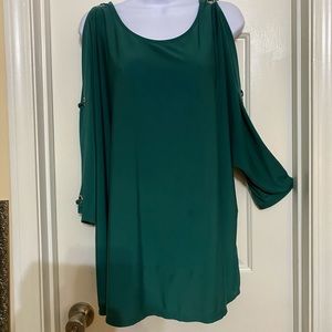 Blue Mood green open cold shoulder shirt like new